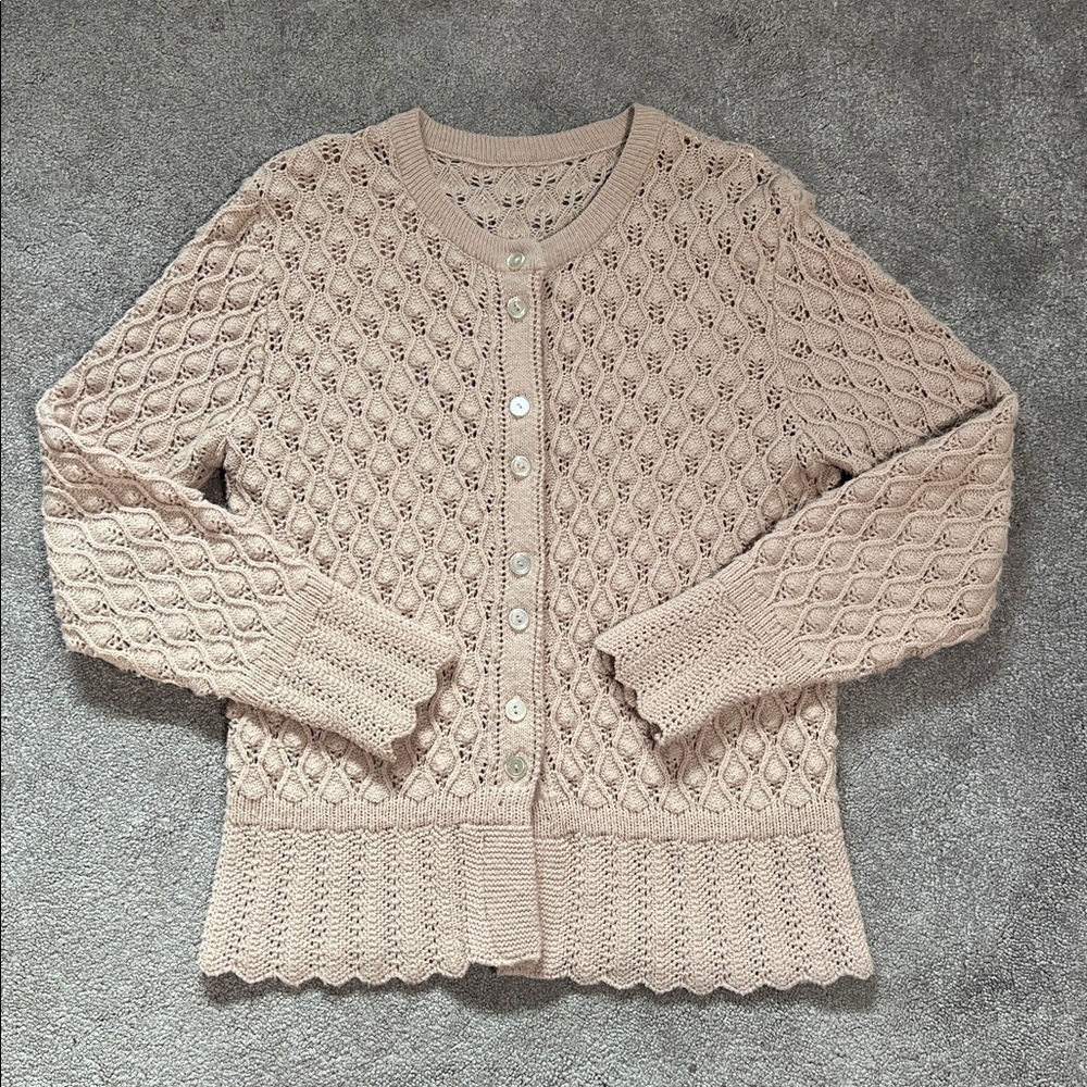 Vintage Cream Knit Button-Up Cardigan